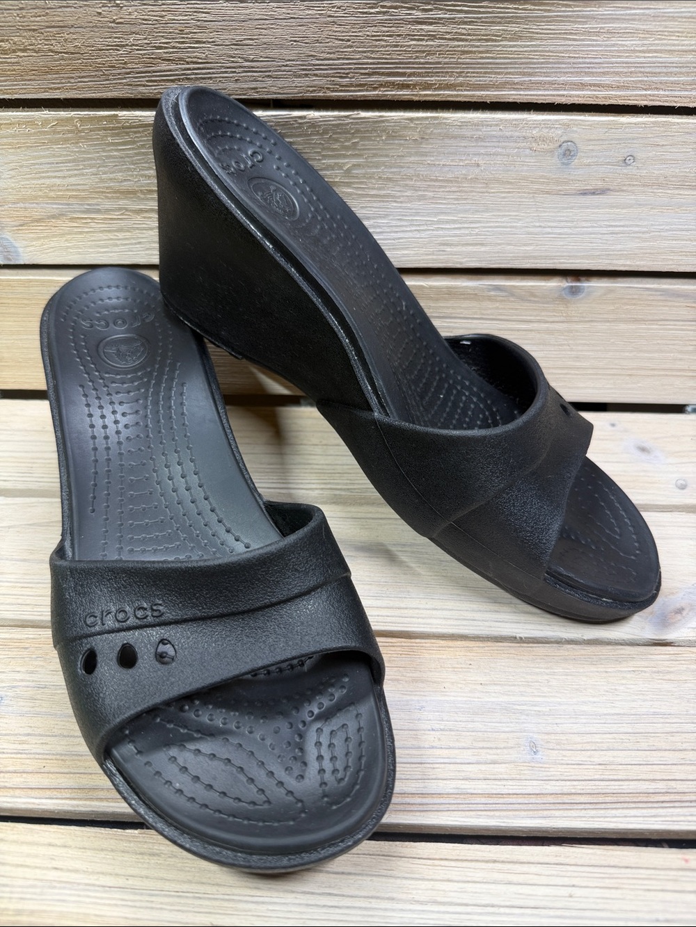 CROCS Kadee Wedge Black Sandals Size 10 Women’s